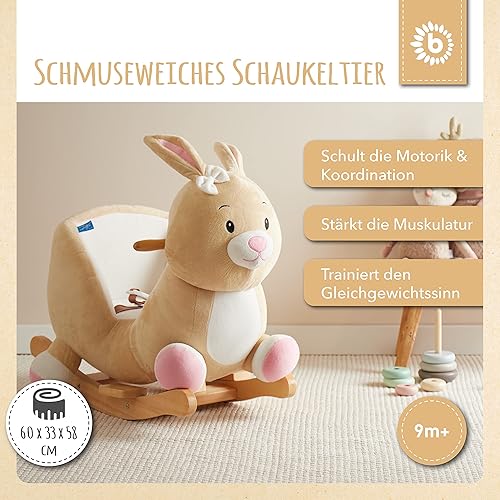 Bieco Plüsch Schaukeltier REH, 60 cm | Kinder Schaukelstuhl mit Sicherheitsgurt | Baby Schaukel | Kleinkind |Schaukelwippe ab 9 Monate | Schaukelpferd Holz - Kaedas