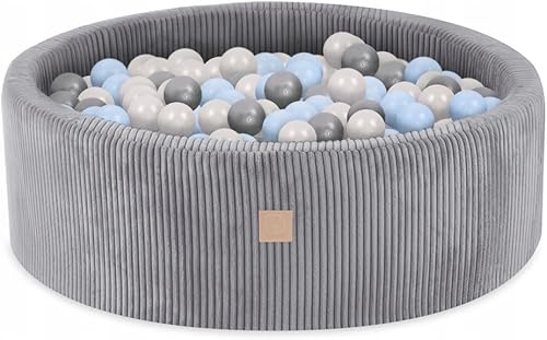 MISIOO Bällebad mit Schaumstoff-Füllung - 90x30cm - 200 Bälle für Bällebad - Hochwertige Bällebad Bälle für Kinder - Weiches und Sicheres Spielzeug - Waschbar - Kaedas