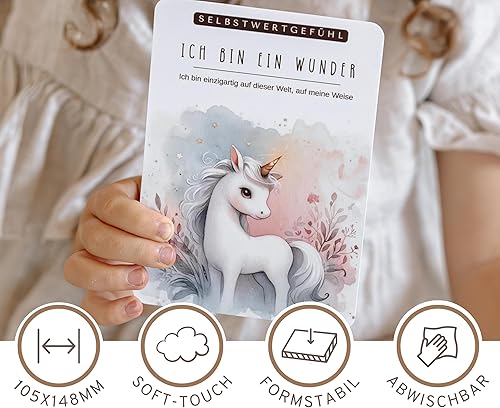 MINITALES 48 Affirmationskarten Kinder | Ich bin gut, wie Ich bin | Selbstbewusstsein stärken, Achtsamkeit & Resilienz | Gefühlskarten für Kinder & Selbstliebe Karten | Mutmachkarten - Kaedas