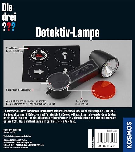 Die drei ??? Detektiv-Lampe von KOSMOS, Detektiv Spielzeug für Kinder, Rotlicht-Aufsatz, mit Geheimfach, Die drei Fragezeichen, Spielzeug für Kinder, Detektivlampe - Kaedas