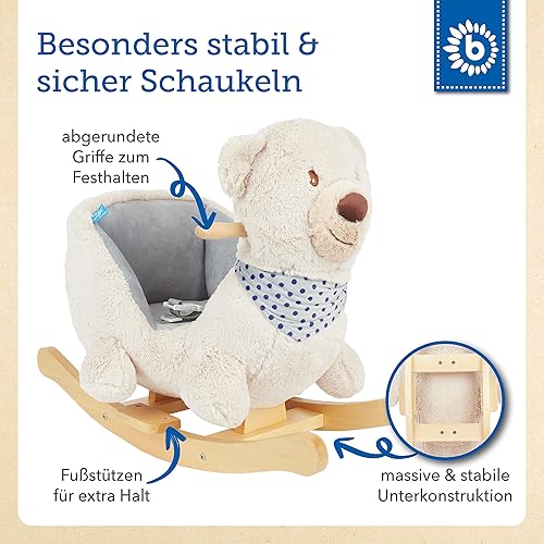 Bieco Plüsch Schaukeltier REH, 60 cm | Kinder Schaukelstuhl mit Sicherheitsgurt | Baby Schaukel | Kleinkind |Schaukelwippe ab 9 Monate | Schaukelpferd Holz - Kaedas