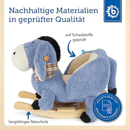 Bieco Plüsch Schaukeltier REH, 60 cm | Kinder Schaukelstuhl mit Sicherheitsgurt | Baby Schaukel | Kleinkind |Schaukelwippe ab 9 Monate | Schaukelpferd Holz - Kaedas
