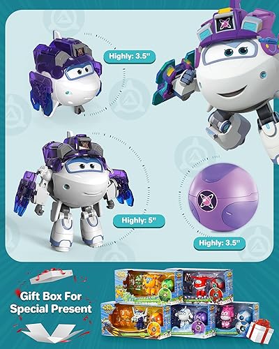 Super Wings Transforming Flugzeug Super Iron Donnie ca. 12,7 cm große mit Superbällen, Verwandelbares Spielzeug-Flugzeug und Roboterfigur für Kinder ab 3 Jahren Jungen Mädchen - Kaedas