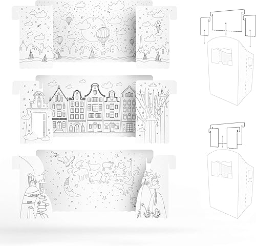 FOLDZILLA Puppentheater 0,75 x 0,70 x 1,25 m aus Pappe Theater Karton - Kasperletheater Märchen - Kaedas