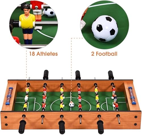 FCOUMY Multi Spieltisch, 2 in 1 Spieltisch Kombi Mini Kickertisch Fußballspiel-Tisch mit Gleit Hockey, Holz Tischkicker für Familie, Eltern-Kind Interaktiv, für Kinder - Kaedas
