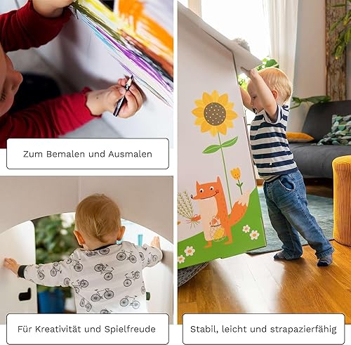 FOLDZILLA Puppentheater 0,75 x 0,70 x 1,25 m aus Pappe Theater Karton - Kasperletheater Märchen - Kaedas