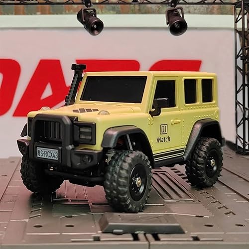 LDARC Mini RC Crawler 1:43 4WD All Terrain RC Rock Truck Ideal Für Raupenfahrzeug-Enthusiasten 2.4Ghz Maßstab Ferngesteuertes Auto Modell Kommt Mit DIY Weißer Karosserie (Wüstengelb) - Kaedas
