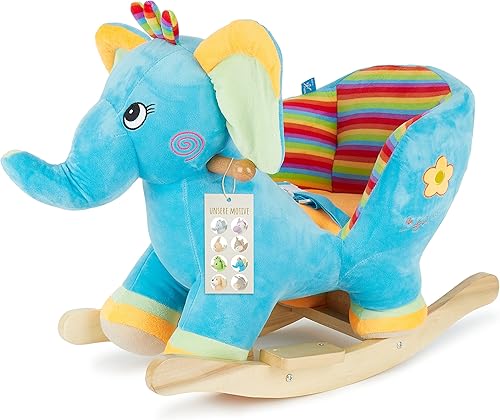 Bieco Plüsch Schaukeltier REH, 60 cm | Kinder Schaukelstuhl mit Sicherheitsgurt | Baby Schaukel | Kleinkind |Schaukelwippe ab 9 Monate | Schaukelpferd Holz - Kaedas