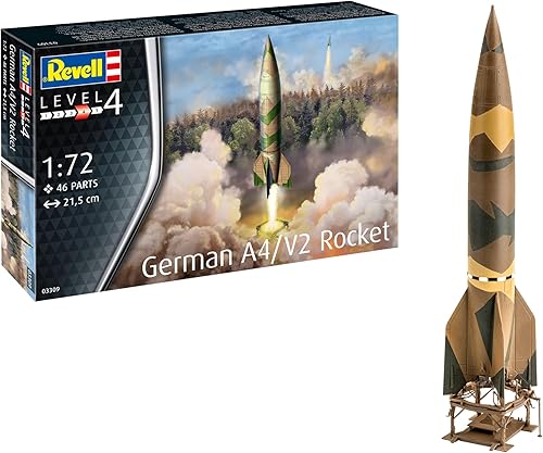 Revell Modellbausatz Militär I German A4 V2 Rocket I Maßstab 1:72 I Level 4 Bausatz I Teileanzahl 46 I ab 12+ Jahren I für Kinder und Erwachsene I inkl. Aufkleber-Set - Kaedas