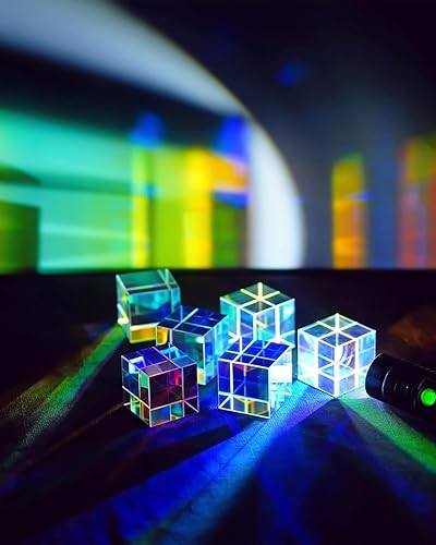 QLEUIFT 2 pcs 20mm RGB Dispersion Prism Optisches Glas X-Cube Prisma für das Unterrichten von Lichtspektrum-Physik - Geschenk des Lichts, Wird mit Samtbeutel geliefert - Kaedas