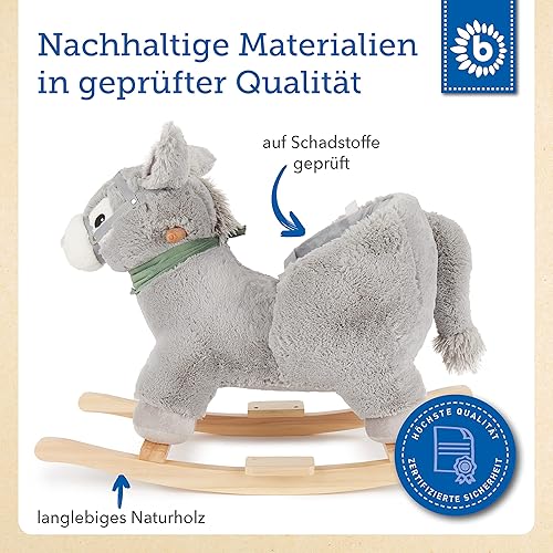 Bieco Plüsch Schaukeltier REH, 60 cm | Kinder Schaukelstuhl mit Sicherheitsgurt | Baby Schaukel | Kleinkind |Schaukelwippe ab 9 Monate | Schaukelpferd Holz - Kaedas