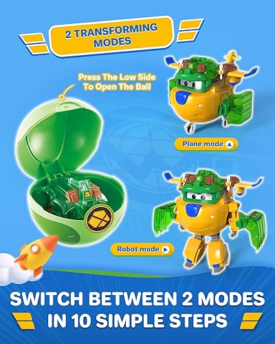 Super Wings Transforming Flugzeug Super Iron Donnie ca. 12,7 cm große mit Superbällen, Verwandelbares Spielzeug-Flugzeug und Roboterfigur für Kinder ab 3 Jahren Jungen Mädchen - Kaedas