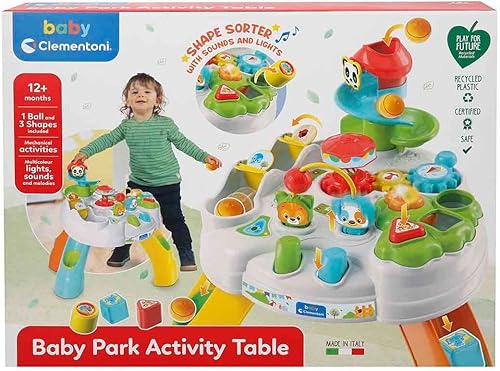 Clementoni Baby-Park Spieltisch & Aktivitätstisch für Kleinkinder ab 12 Monaten - Spielzeugtisch mit Musik und motorischen Spielen, 17300 - Kaedas