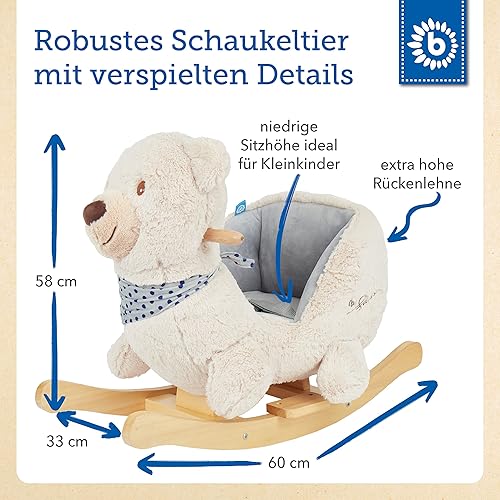 Bieco Plüsch Schaukeltier REH, 60 cm | Kinder Schaukelstuhl mit Sicherheitsgurt | Baby Schaukel | Kleinkind |Schaukelwippe ab 9 Monate | Schaukelpferd Holz - Kaedas