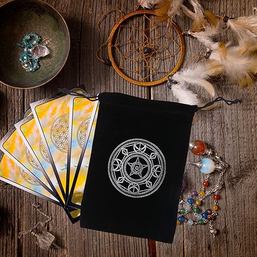 Generisch Taschen Beutel für Tarotkarten | Mysteriöse Schwarze magische Tarotkarten-Aufbewahrungstasche | Tarotkartenbeutel mit Kordelzug für Spielkarten Rider Waite Tarot Deck Orakelkarten - Kaedas
