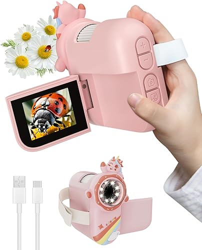 Mini Mikroskop für Kinder, OUTACT Taschenmikroskop, Microscope mit 8 LEDs, 1000X Digitalmikroskop mit 600mAh Akku, 2 Megapixel, tragbare USB-Mikroskopkamera, Kinder Mikroskop mit Foto und Video - Kaedas