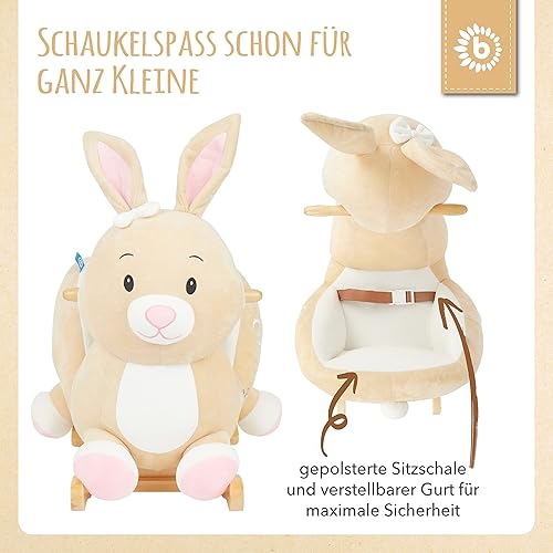 Bieco Plüsch Schaukeltier REH, 60 cm | Kinder Schaukelstuhl mit Sicherheitsgurt | Baby Schaukel | Kleinkind |Schaukelwippe ab 9 Monate | Schaukelpferd Holz - Kaedas