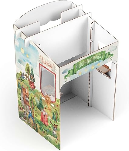 FOLDZILLA Puppentheater 0,75 x 0,70 x 1,25 m aus Pappe Theater Karton - Kasperletheater Märchen - Kaedas