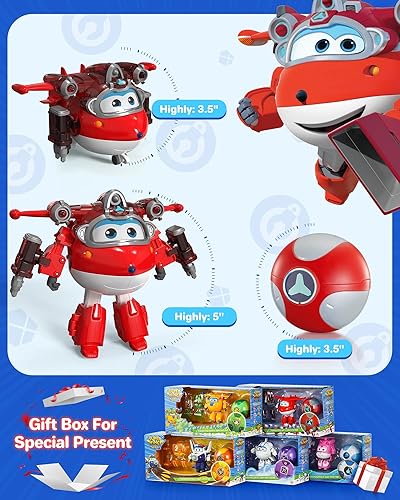 Super Wings Transforming Flugzeug Super Iron Donnie ca. 12,7 cm große mit Superbällen, Verwandelbares Spielzeug-Flugzeug und Roboterfigur für Kinder ab 3 Jahren Jungen Mädchen - Kaedas