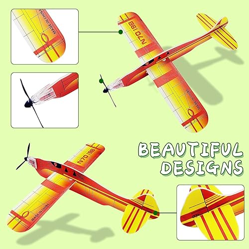 YINZZTRY Gleitflugzeuge Set, Styroporflieger Flugzeuge Modell, Gleitflugzeuge für Kinder, Gleiter Flieger Wurfgleiter, für Schultüte Mitgebsel Überraschung (24 Stück) - Kaedas