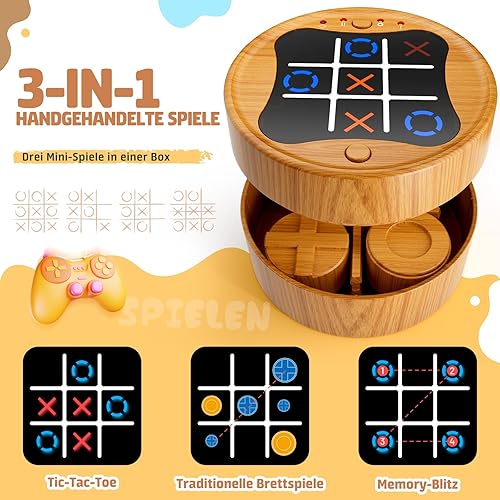 Hot Bee 4-in-1 Elektronisches Tic Tac Toe Spiel für Kinder ab 8 Jahren, Big Eat Small Game, 4 Spielmodi, Elektrisches Tic Tac Toe für Zuhause, Reisen und Partys, Geschenk für Junge 8 9 10 11 12 Jahre - Kaedas