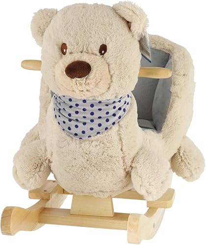 Bieco Plüsch Schaukeltier REH, 60 cm | Kinder Schaukelstuhl mit Sicherheitsgurt | Baby Schaukel | Kleinkind |Schaukelwippe ab 9 Monate | Schaukelpferd Holz - Kaedas