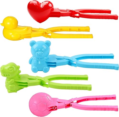 Lonsien Schneeball Former 5 STK Winter Schneeballzange Spielzeug Set mit Liebevoll, Bär, Dinosaurier,Kugel, Ente Form Kunststoff Snowball Maker für Kinder Schneeballschlachten im Outdoor - Kaedas