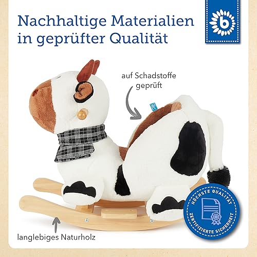 Bieco Plüsch Schaukeltier REH, 60 cm | Kinder Schaukelstuhl mit Sicherheitsgurt | Baby Schaukel | Kleinkind |Schaukelwippe ab 9 Monate | Schaukelpferd Holz - Kaedas