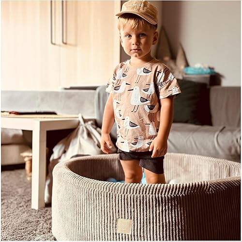 MISIOO Bällebad mit Schaumstoff-Füllung - 90x30cm - 200 Bälle für Bällebad - Hochwertige Bällebad Bälle für Kinder - Weiches und Sicheres Spielzeug - Waschbar - Kaedas