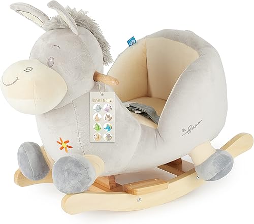Bieco Plüsch Schaukeltier REH, 60 cm | Kinder Schaukelstuhl mit Sicherheitsgurt | Baby Schaukel | Kleinkind |Schaukelwippe ab 9 Monate | Schaukelpferd Holz - Kaedas