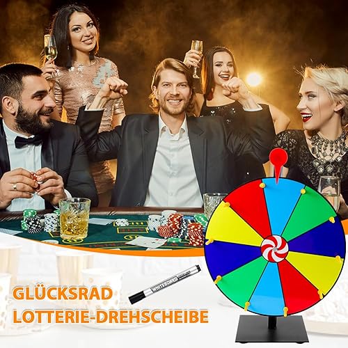 Tyafzzn Glücksrad zum Drehen, Glücksrad zum Selbstgestalten, Glücksrad Spielzeug mit Markierstift, Spinning Prize Wheel, Glücksrad für Party, Karneval, Lotteriespiele, Wortspiele - Kaedas
