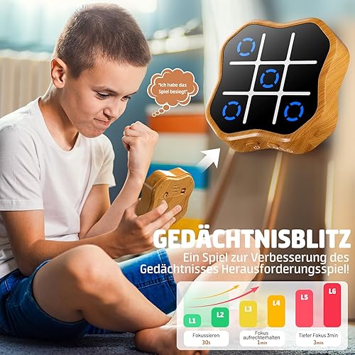 Hot Bee 4-in-1 Elektronisches Tic Tac Toe Spiel für Kinder ab 8 Jahren, Big Eat Small Game, 4 Spielmodi, Elektrisches Tic Tac Toe für Zuhause, Reisen und Partys, Geschenk für Junge 8 9 10 11 12 Jahre - Kaedas