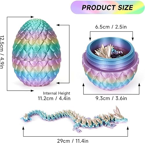 Merrwon Ostern Überraschungs Drachenei Figuren, 3D Gedruckter Beweglicher Drachen Spielzeug Ostern Geschenke Kinder, Schreibtischspielzeug Drachen Ornament für Autos, Büros, Häuser - Kaedas