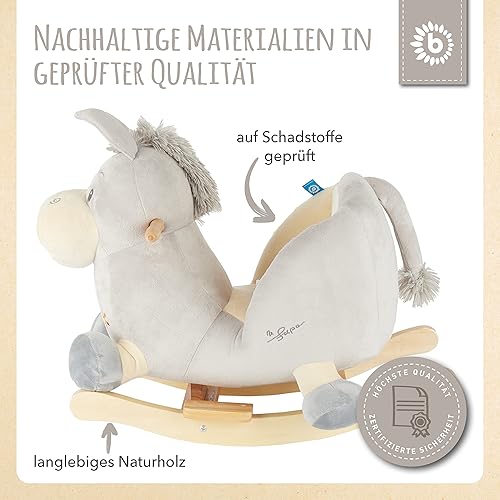 Bieco Plüsch Schaukeltier REH, 60 cm | Kinder Schaukelstuhl mit Sicherheitsgurt | Baby Schaukel | Kleinkind |Schaukelwippe ab 9 Monate | Schaukelpferd Holz - Kaedas