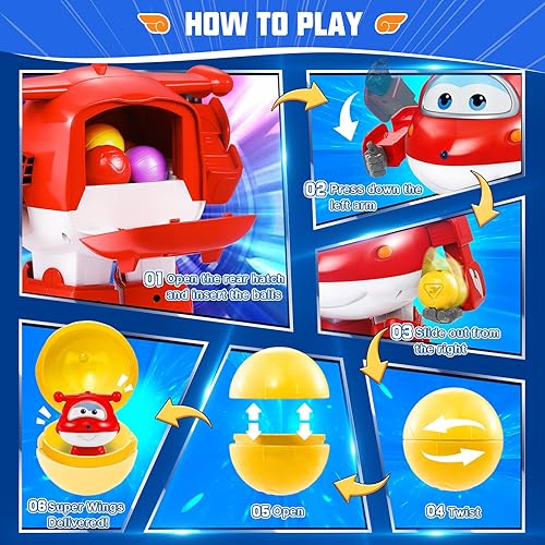 Super Wings Transforming Flugzeug Super Iron Donnie ca. 12,7 cm große mit Superbällen, Verwandelbares Spielzeug-Flugzeug und Roboterfigur für Kinder ab 3 Jahren Jungen Mädchen - Kaedas