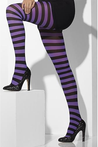 Smiffys Blickdichte halterlose Strümpfe, Rot & Weiß, Gestreift - Kaedas