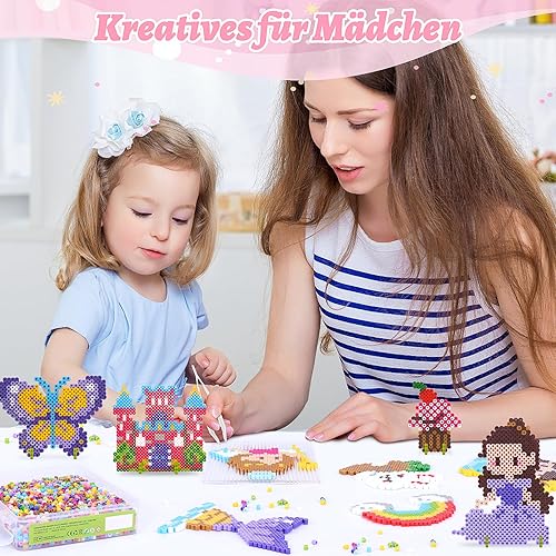 Homgaty 5000 Bügelperlen Vehicles Set, Steckperlen 5 mm Perlen mit Steckplatte, 18 Muster, Bügelpapier, Anhänger und Zubehör zum Basteln Handwerk für Kinder Geschenk (Vehicles, 5mm) - Kaedas