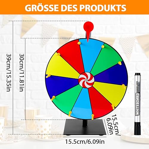 Tyafzzn Glücksrad zum Drehen, Glücksrad zum Selbstgestalten, Glücksrad Spielzeug mit Markierstift, Spinning Prize Wheel, Glücksrad für Party, Karneval, Lotteriespiele, Wortspiele - Kaedas