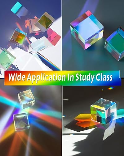 QLEUIFT 2 pcs 20mm RGB Dispersion Prism Optisches Glas X-Cube Prisma für das Unterrichten von Lichtspektrum-Physik - Geschenk des Lichts, Wird mit Samtbeutel geliefert - Kaedas
